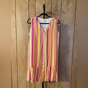 Davi & Dani Striped Sleeveless Button Front Dress Size Small